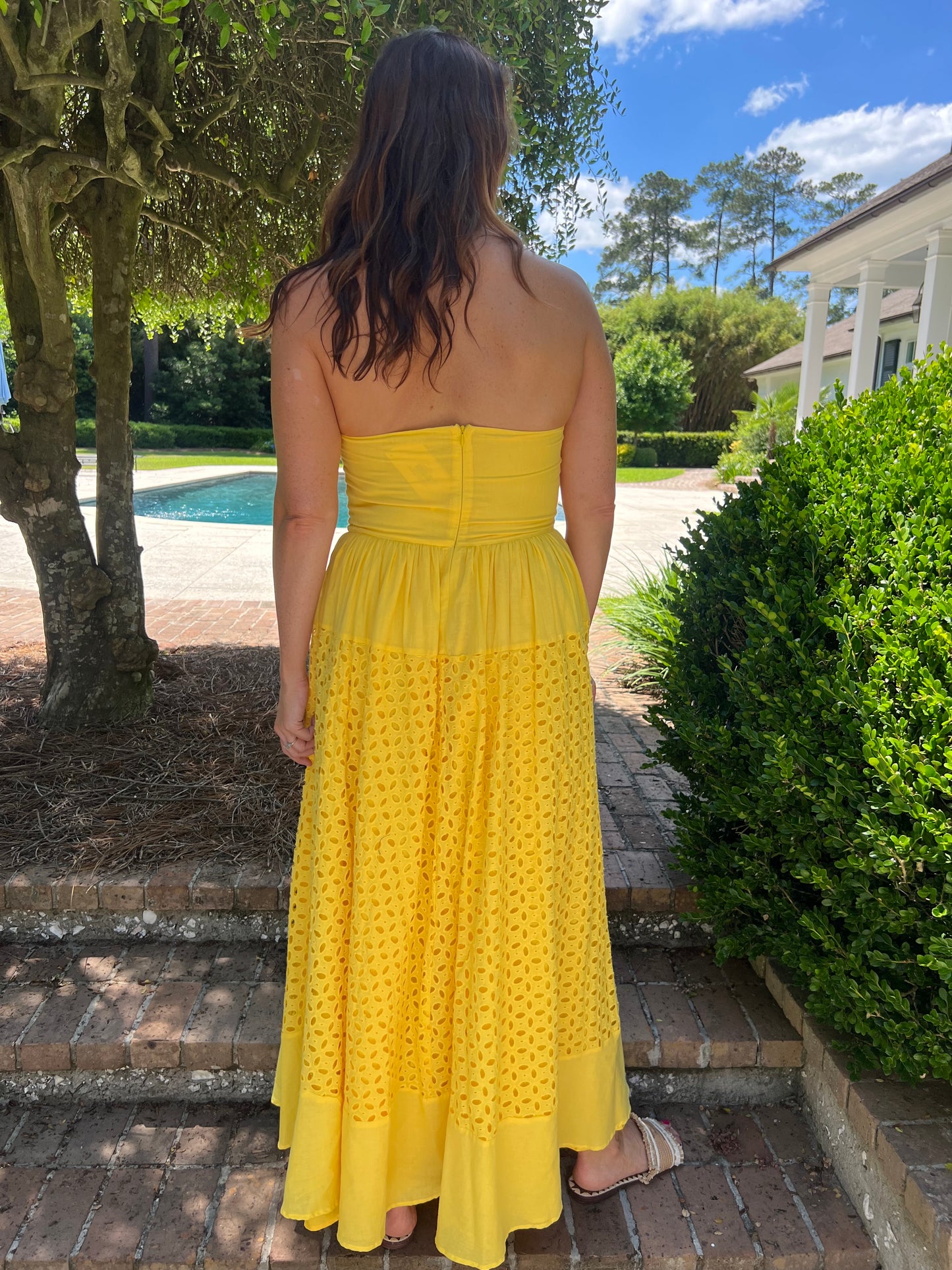 Daphne Halter Neck Eyelet Maxi Dress