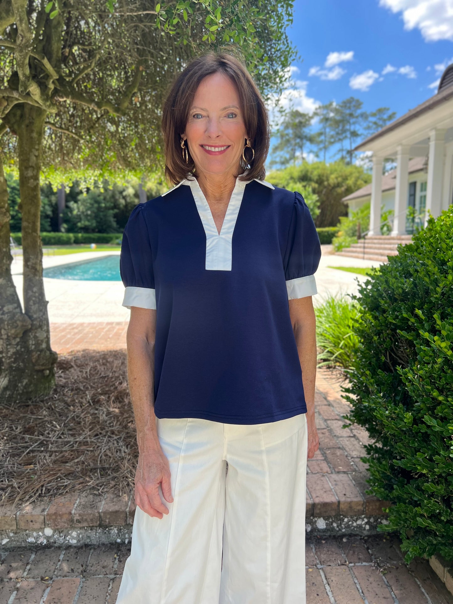 Harmony Navy Jersey Knit Top