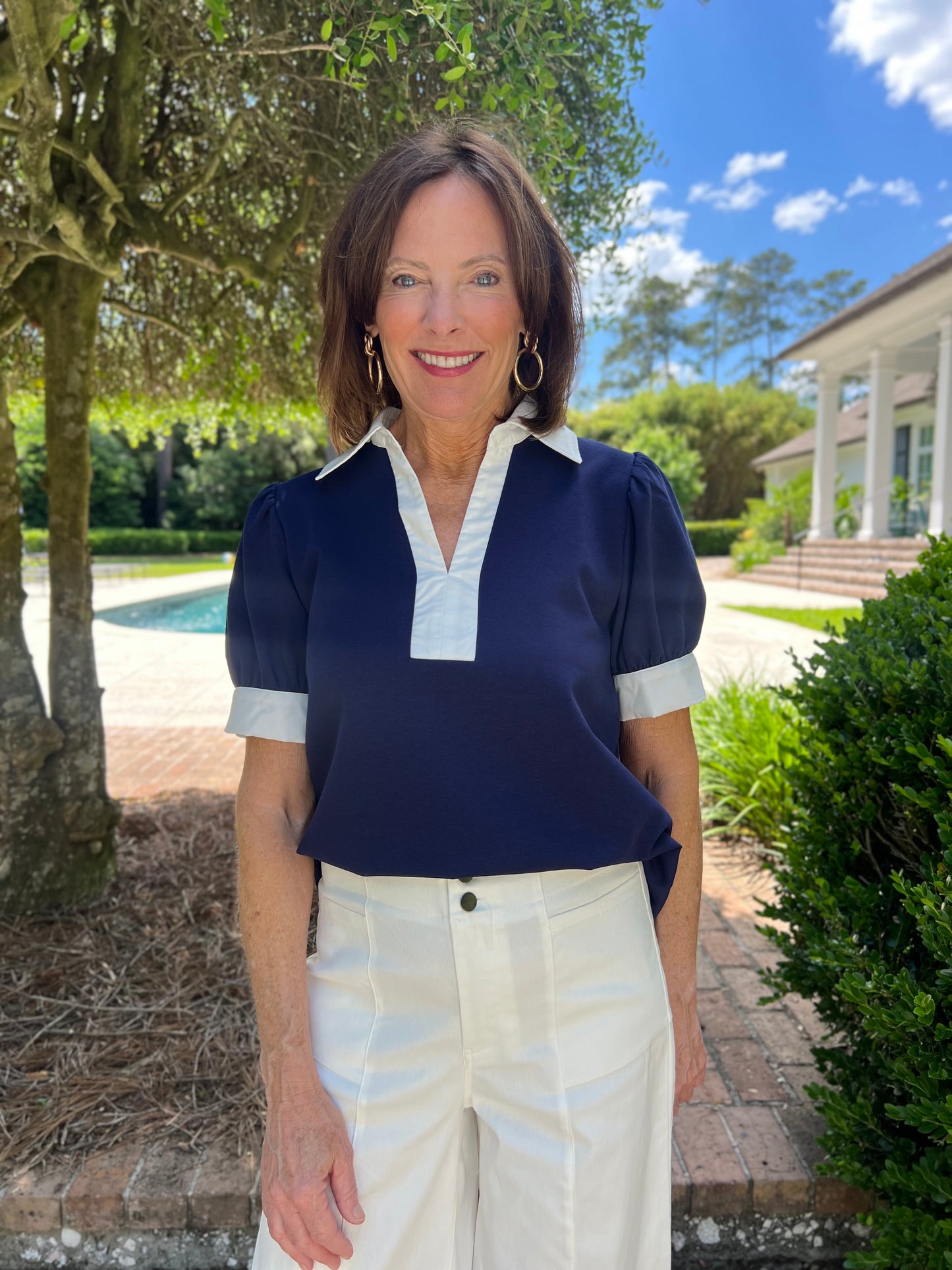 Harmony Navy Jersey Knit Top