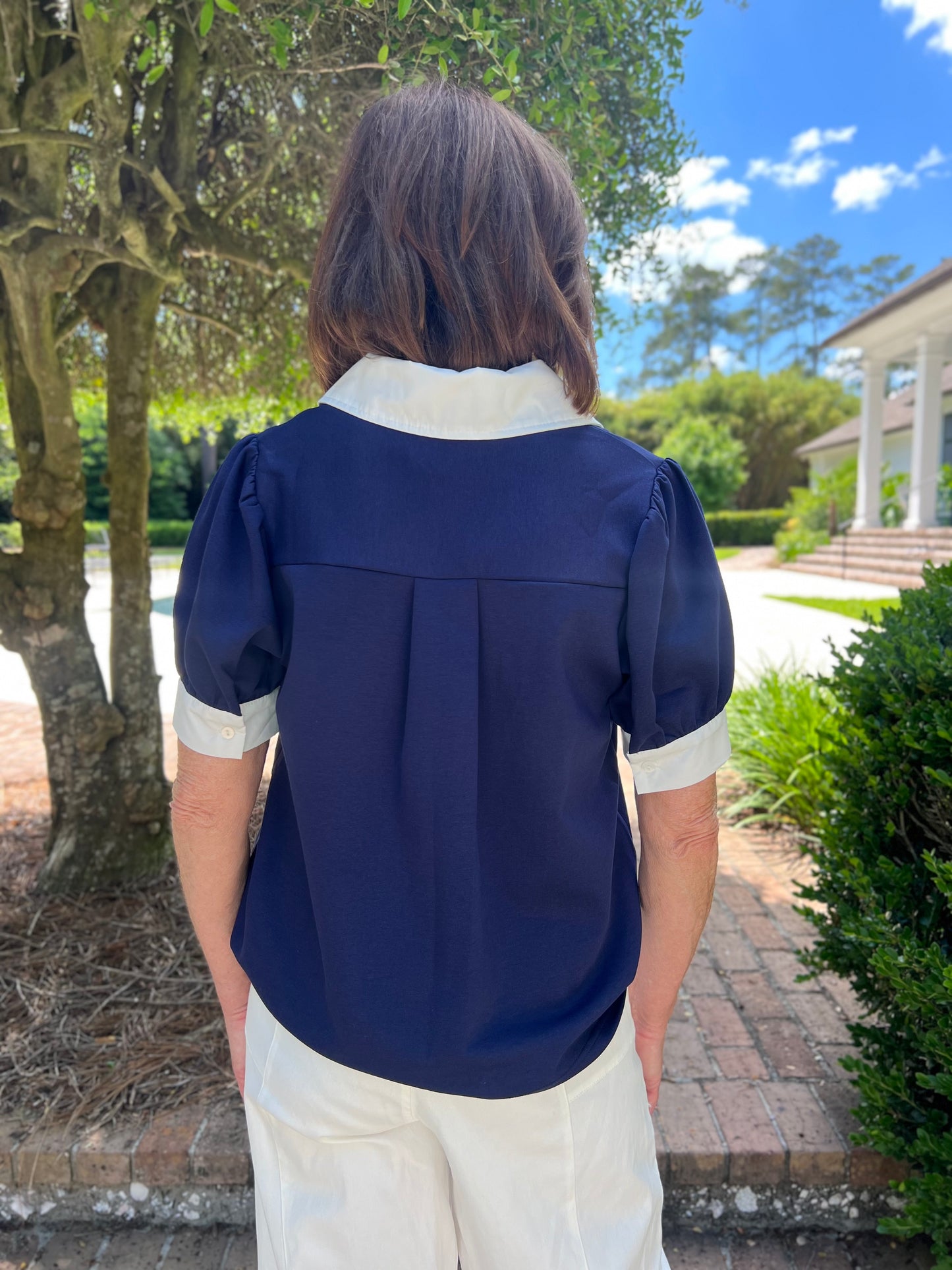Harmony Navy Jersey Knit Top