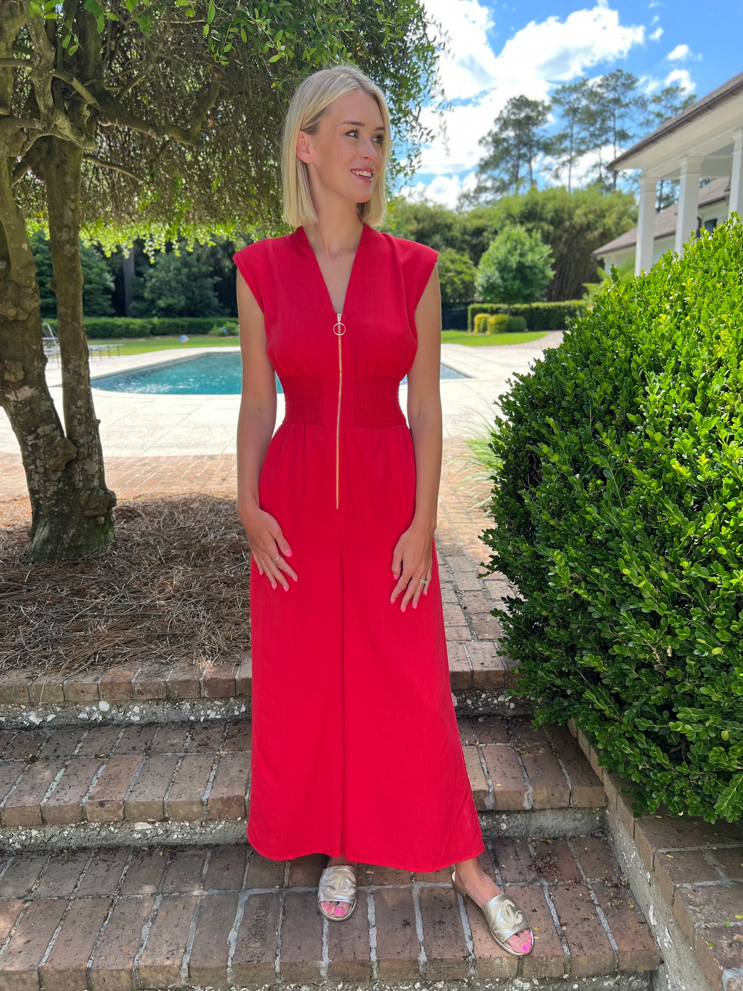 High Score Red Wide Leg Jumpsuit