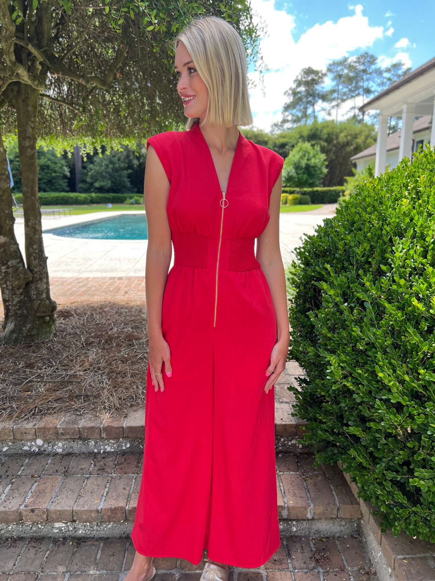 High Score Red Wide Leg Jumpsuit