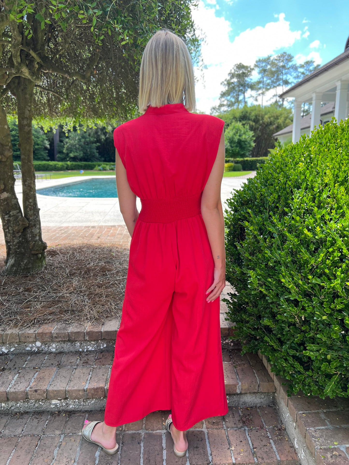 High Score Red Wide Leg Jumpsuit