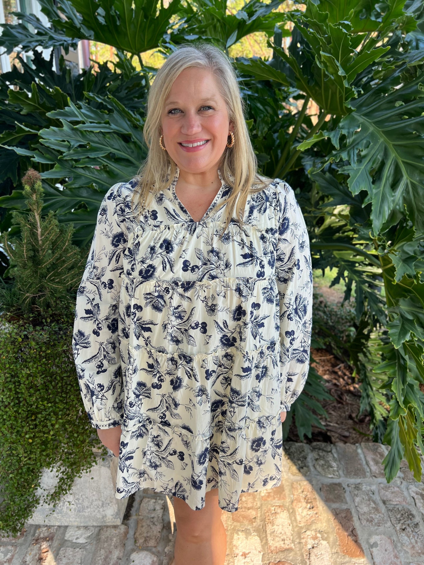 Lost in Time Navy Print Dress
