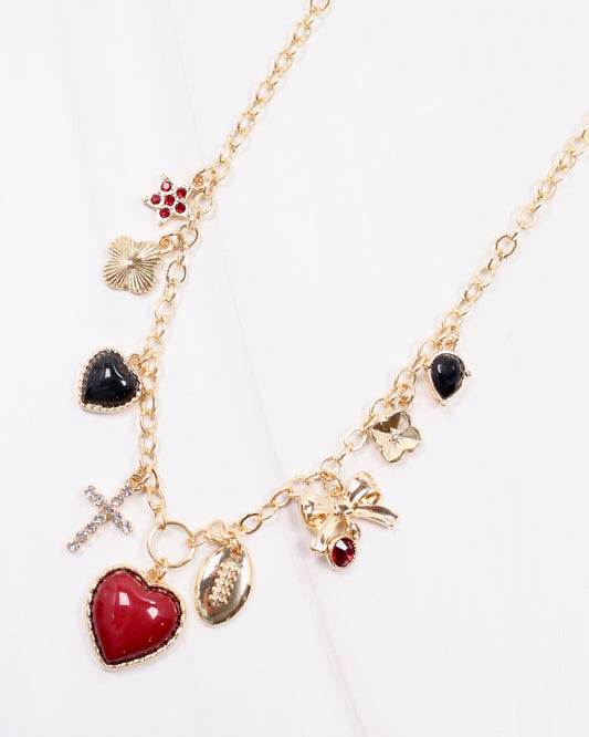 Bentley Charm Necklace Garnet Black