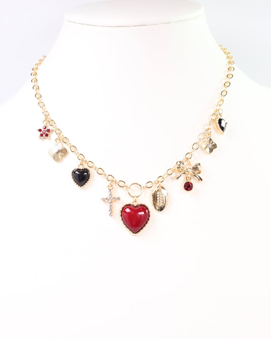 Bentley Charm Necklace Garnet Black