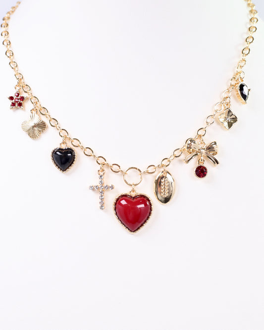 Bentley Charm Necklace Garnet Black