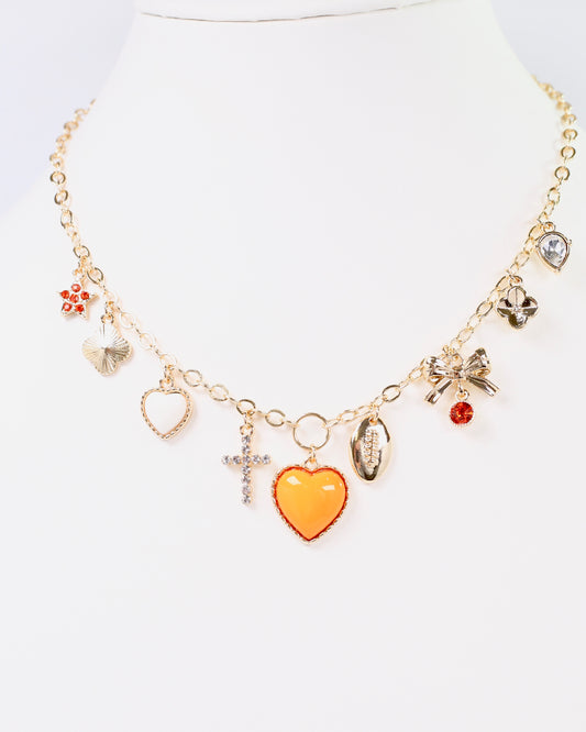 Bentley Charm Necklace ORANGE WHITE