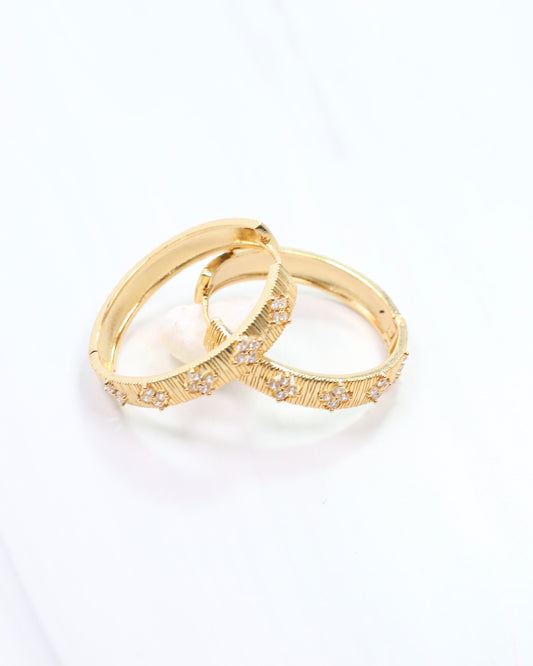 Hollman Crystal Clover Hoop Gold