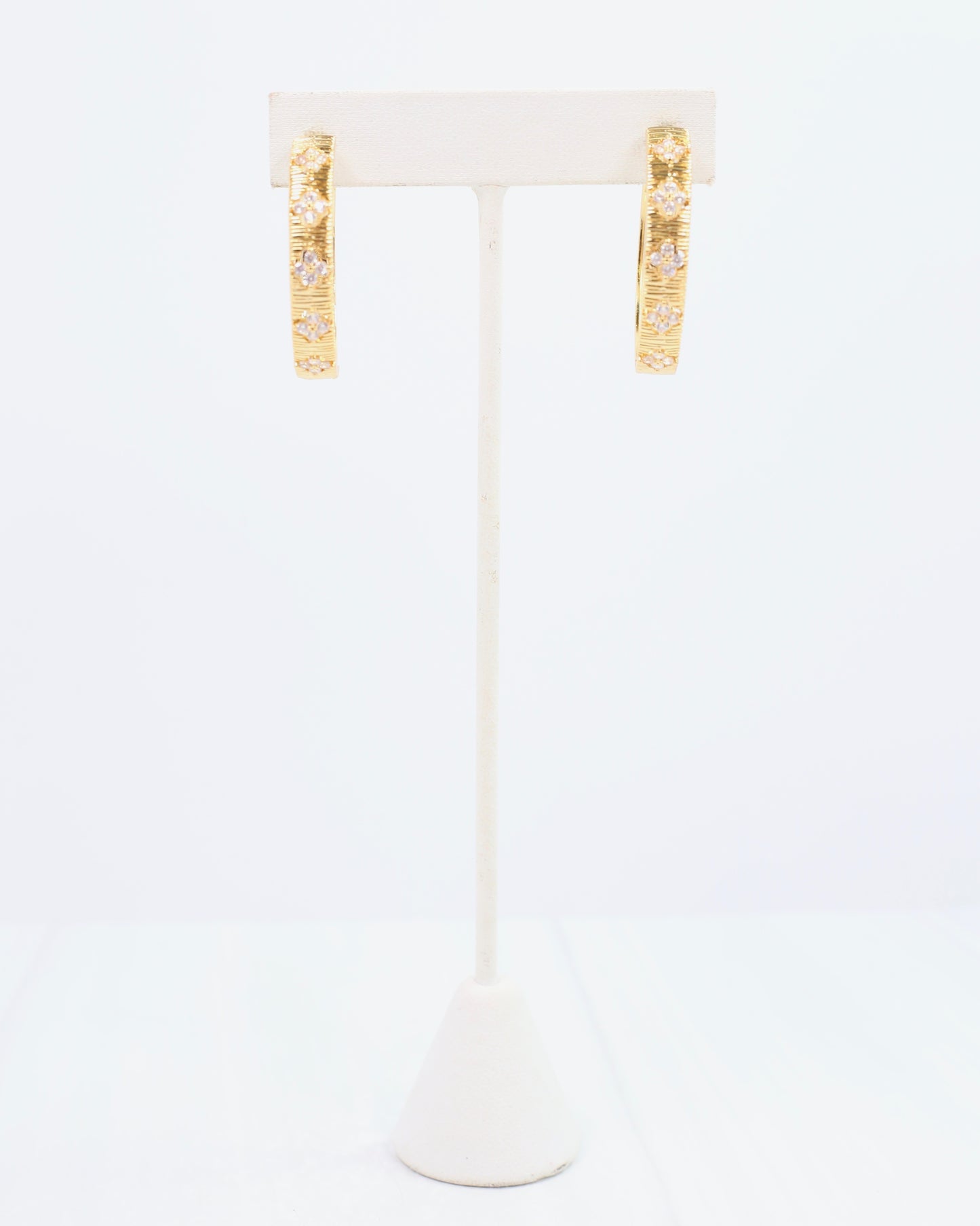 Hollman Crystal Clover Hoop Gold