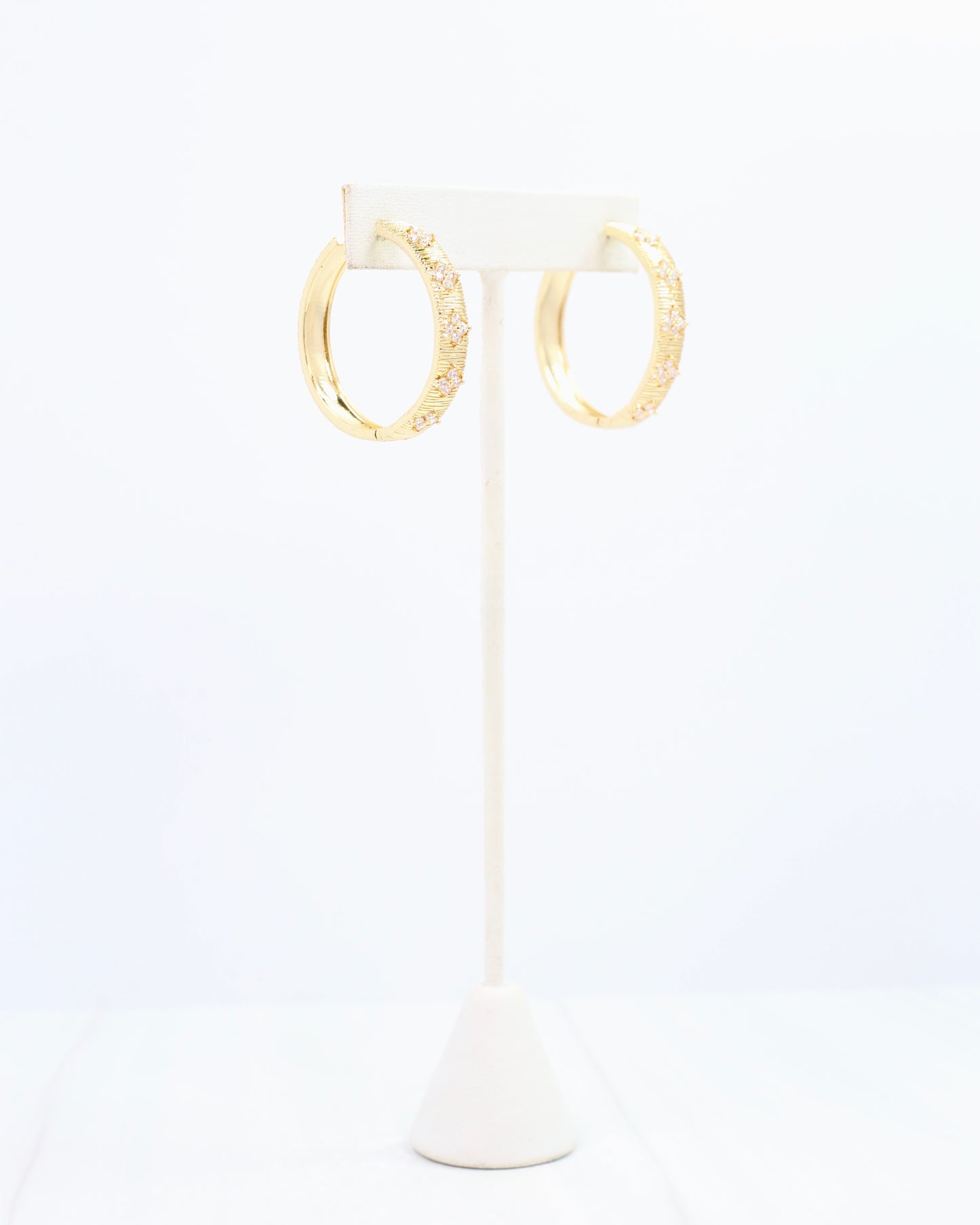 Hollman Crystal Clover Hoop Gold