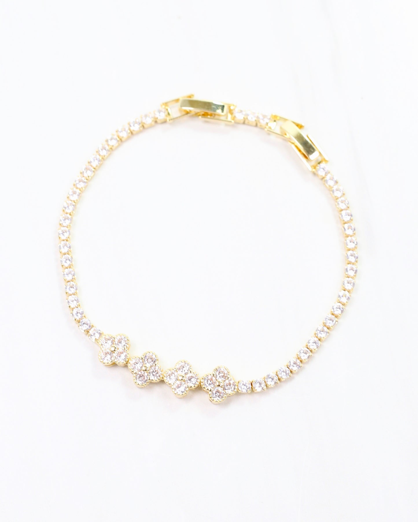 Avery CZ Flower Bracelet Gold