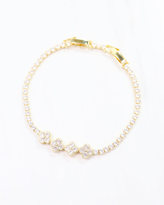 Avery CZ Flower Bracelet Gold