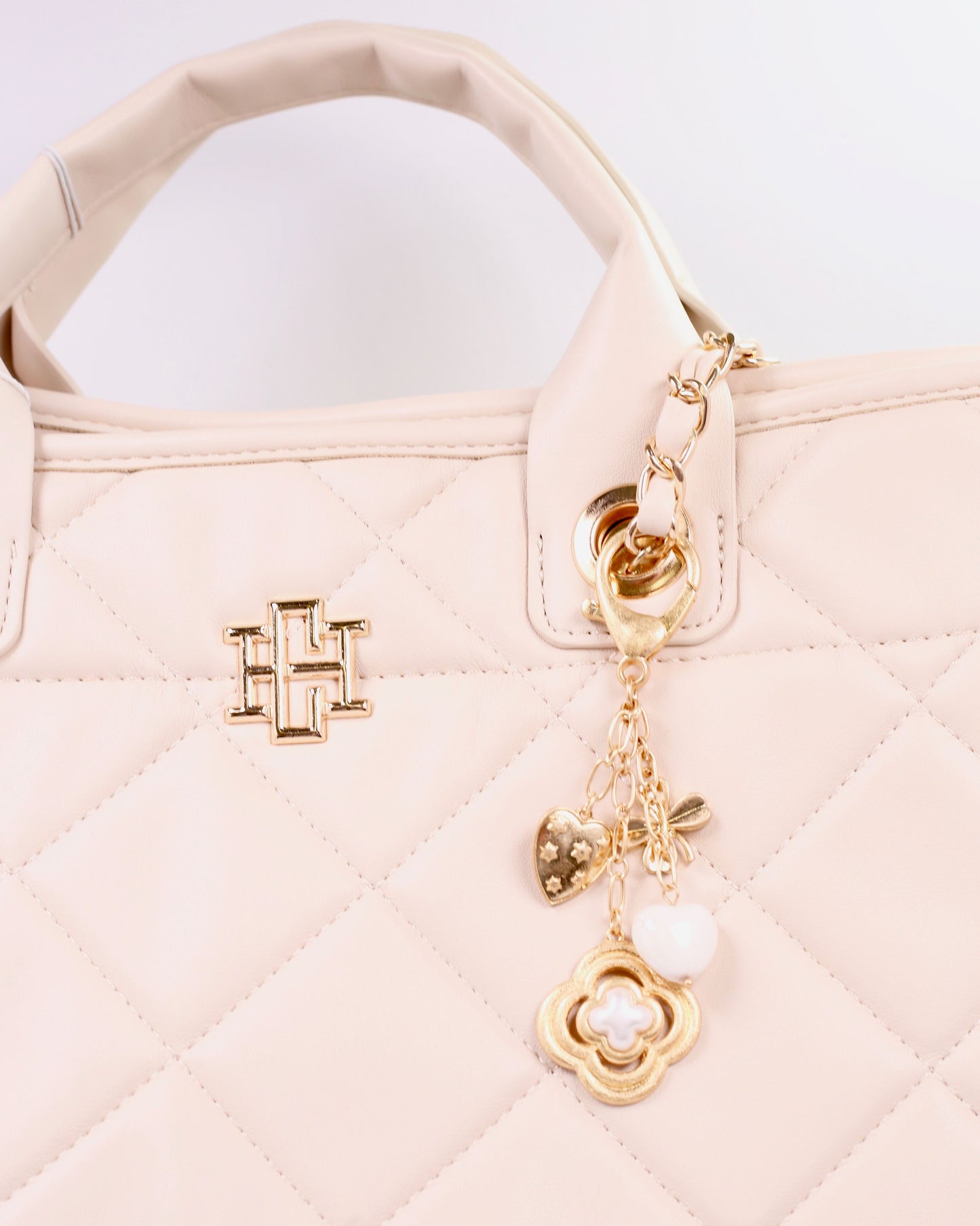 Corina Clover Heart Bag Charm Worn Gold