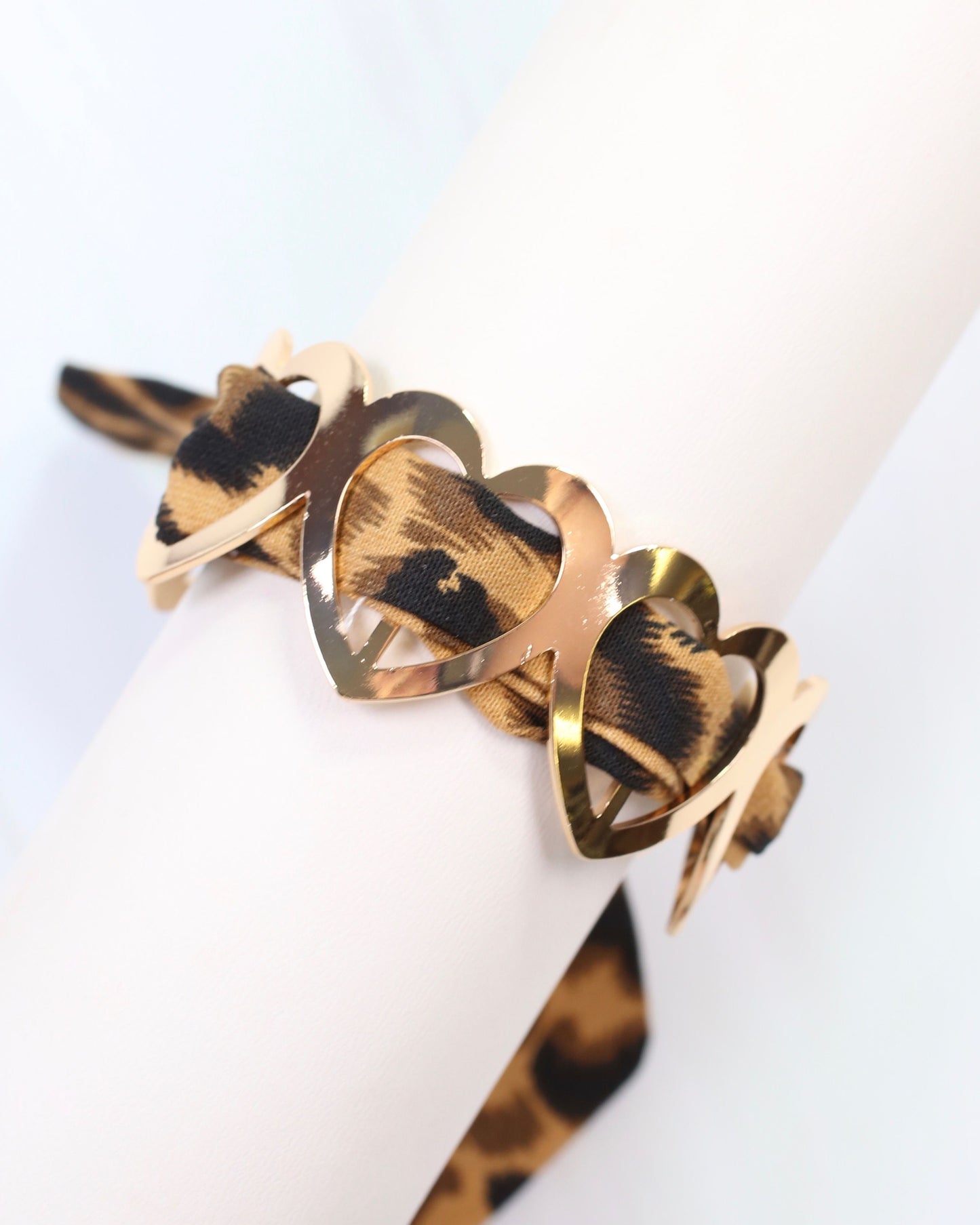 Evanston Heart Scarf Bracelet Brown Leopard