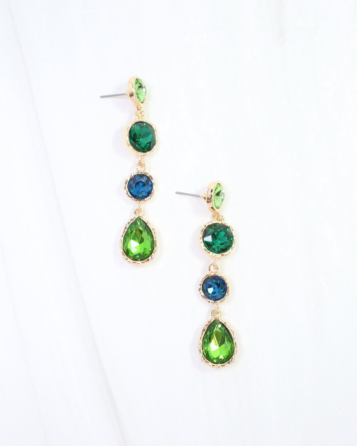 Sailish Linear Crystal Dangle Earring Green Multi