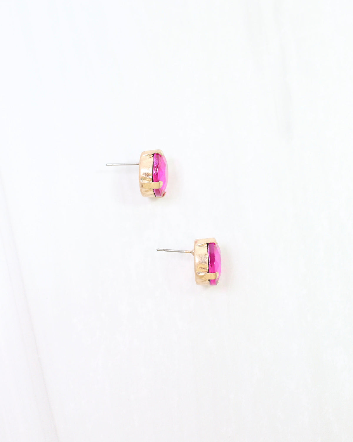 Andi Large Rhinestone Stud Earring Fuchsia