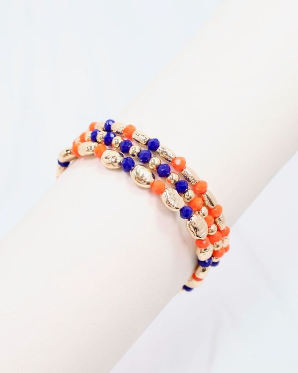 Spirit Beaded Bracelet Set Blue Orange
