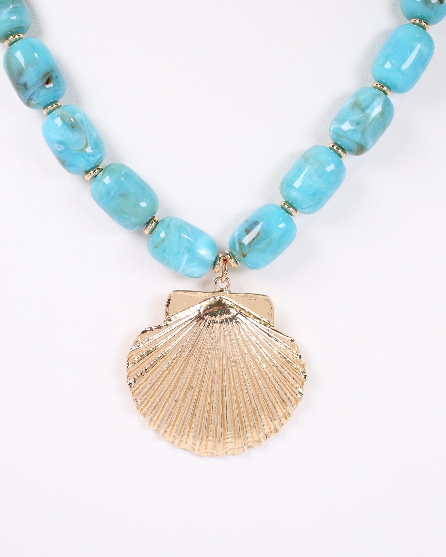 Bega Marble Beaded Shell Necklace Turquoise