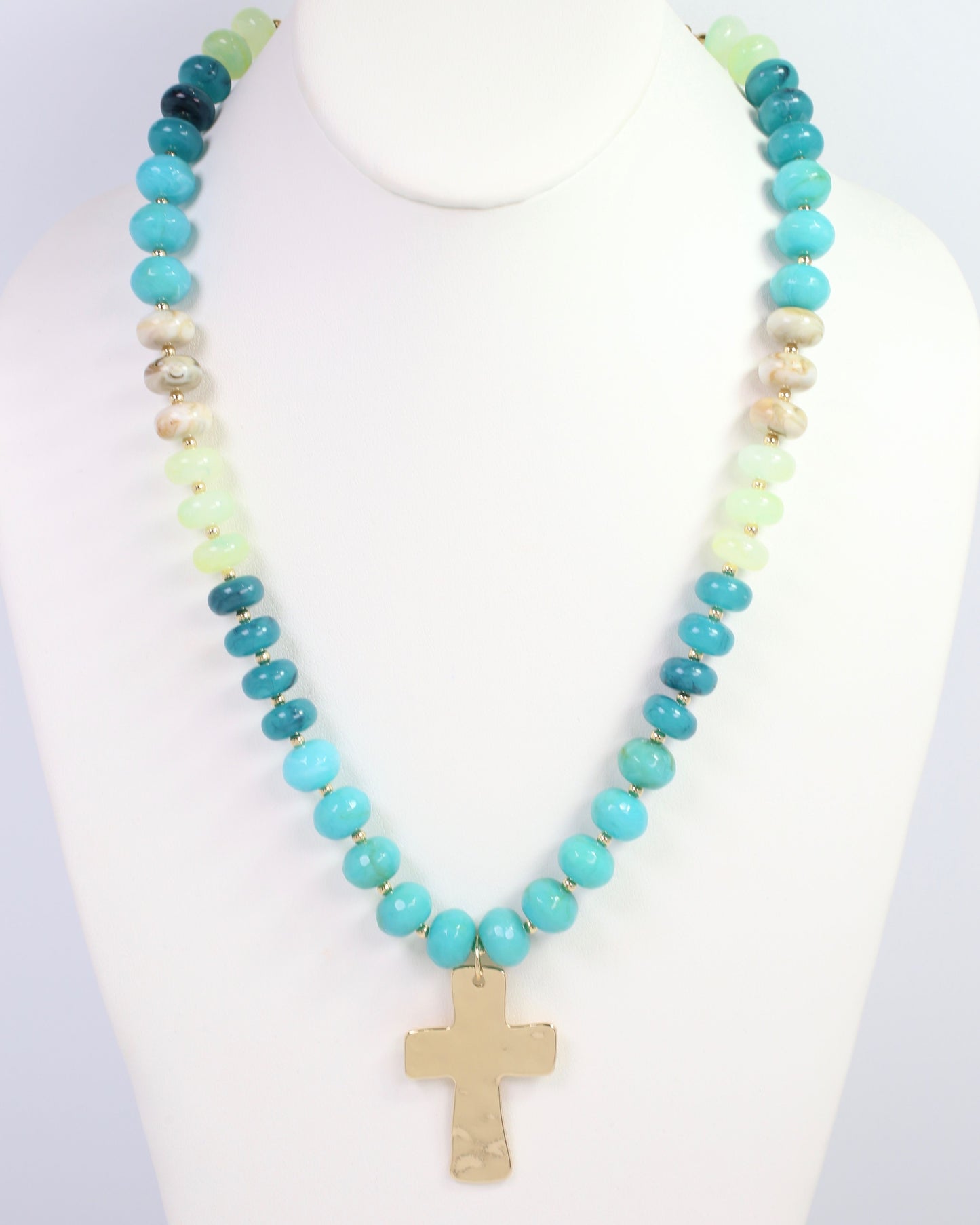Berkeley Stone Beaded Cross Necklace Turquoise