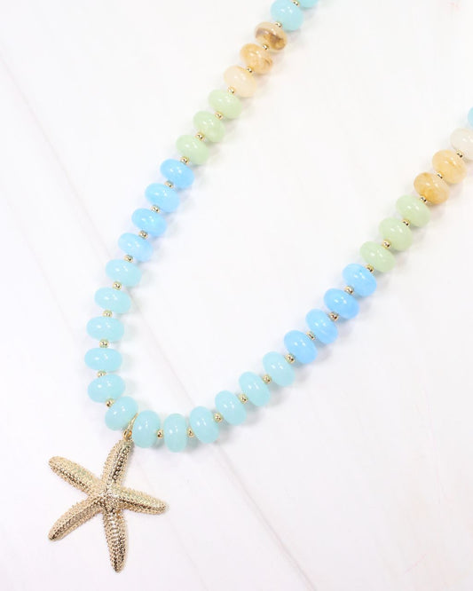 Eastport Beaded Starfish Necklace Blue Multi