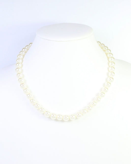 Karina Large Pearl Beaded Necklace Cream