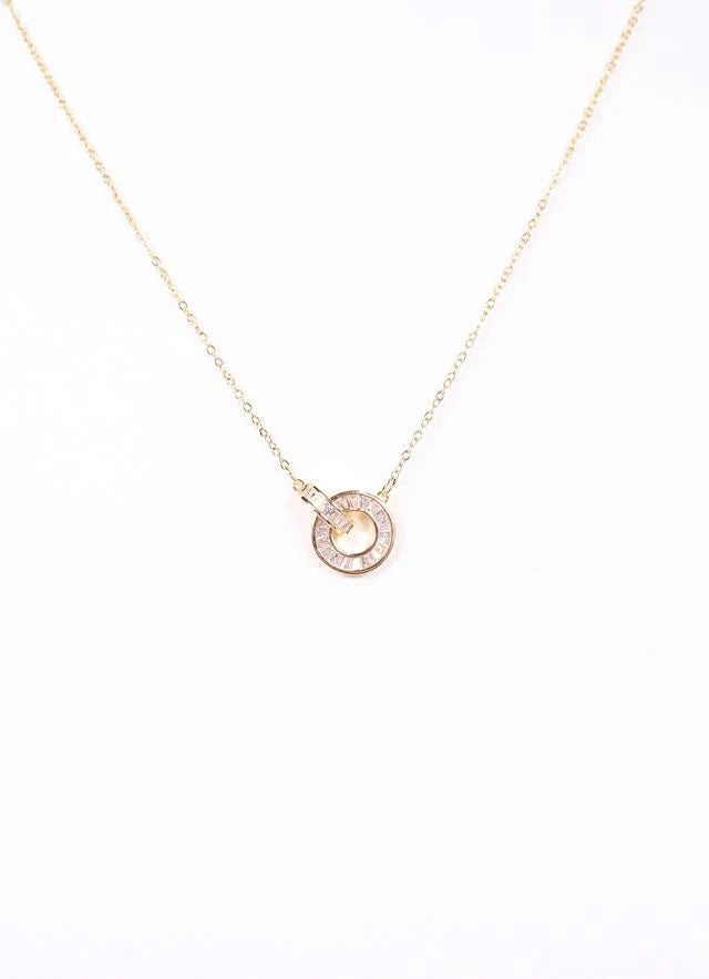 Brenton CZ Circle Necklace Gold