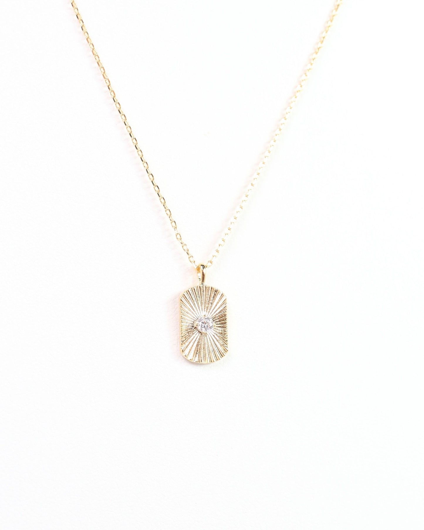 Dominique CZ Plate Necklace Gold