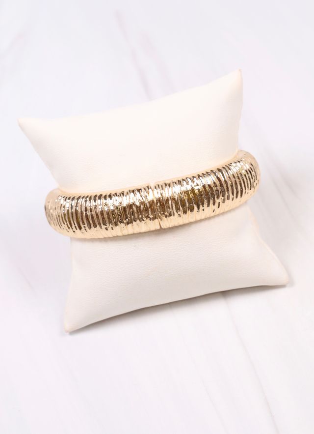 Danny Ribbed Stretch Bracelet Gold