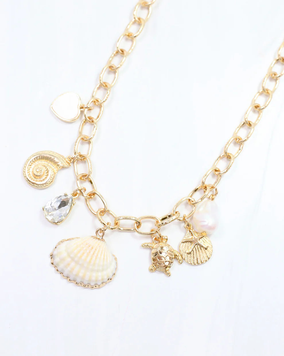 Cape Code Shell Charm Necklace Gold