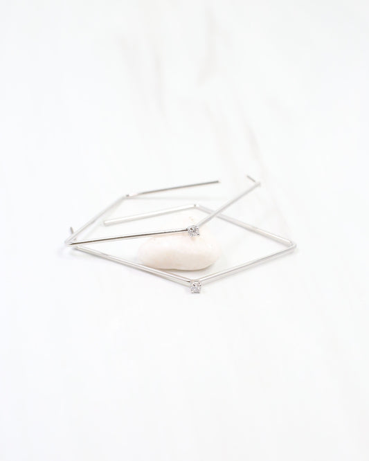 Webster Diamond Shaped Hoop Earring Silver