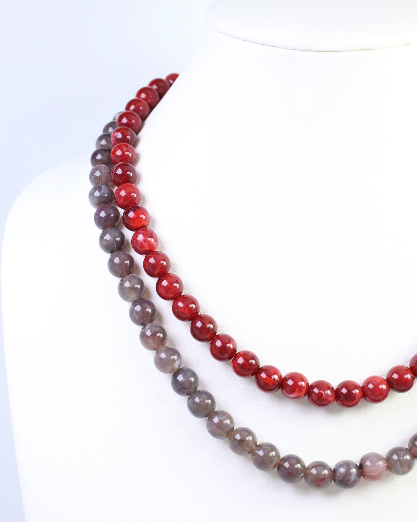 Valencia Beaded Necklace Burgundy Gray