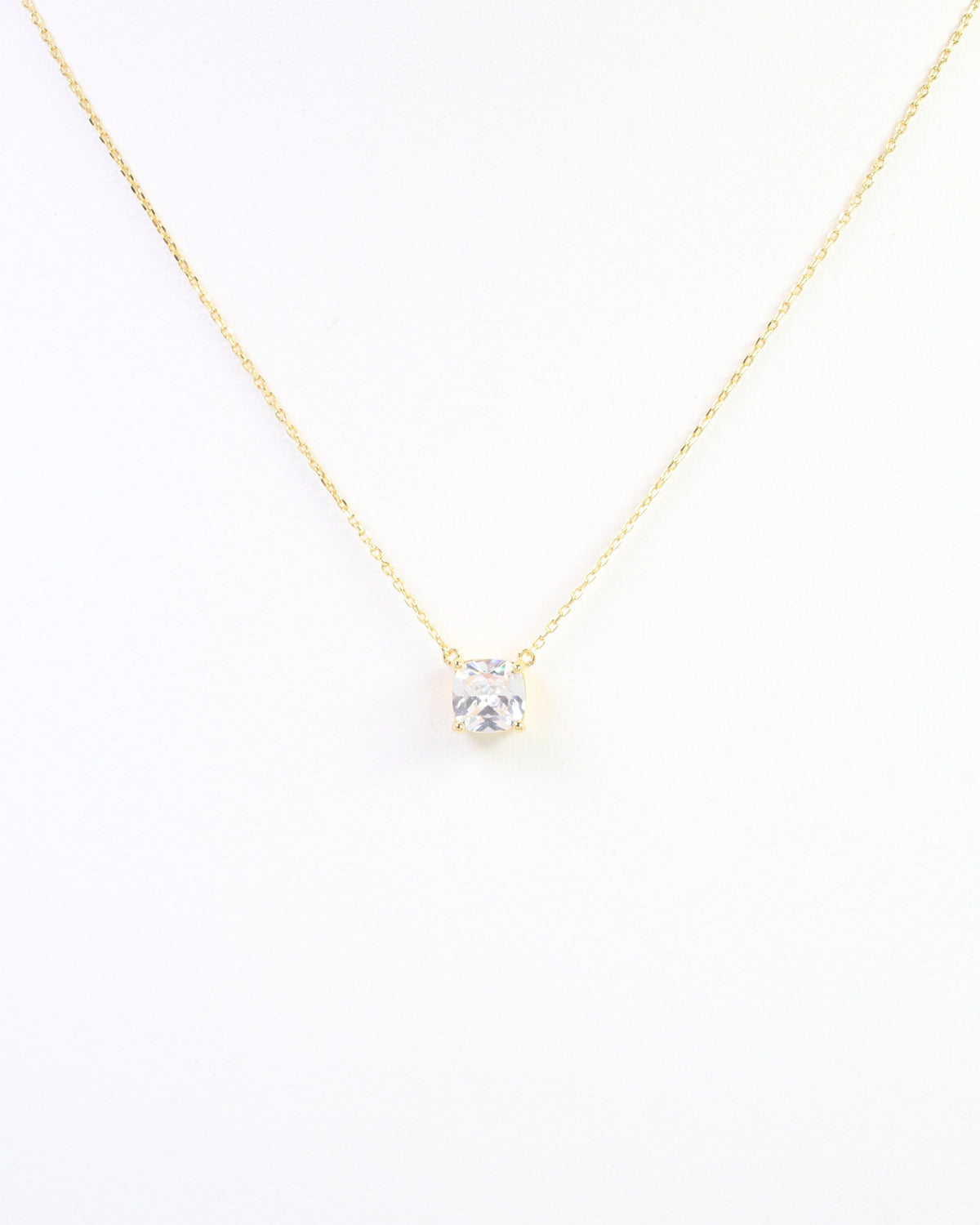 Shay Square Cut CZ Necklace WR Gold