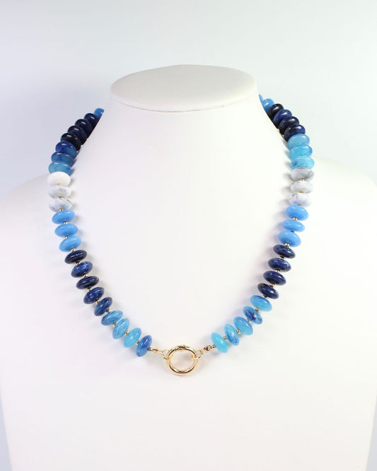 Fort Kent Stone Beaded Toggle Necklace Blue Multi