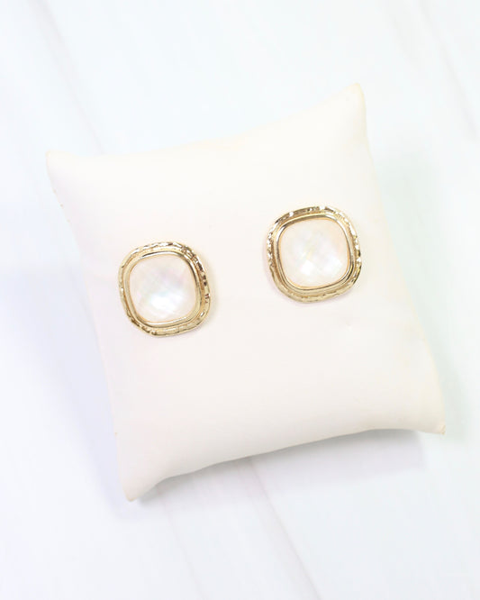 Siera Faceted Square Stud Earring Gold