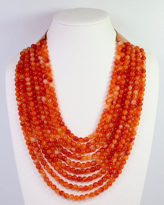 Kalin Beaded Layered Magnetic Necklace Burnt Orange