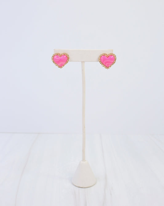 Maryville Heart Stud Earring Hot Pink
