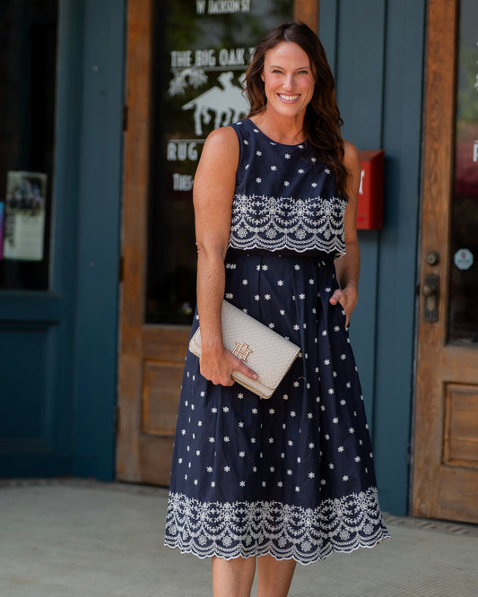 Dove Sleeveless Embroidered Dress