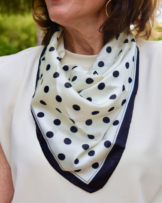 Elsa Polka Dot Scarf Black White