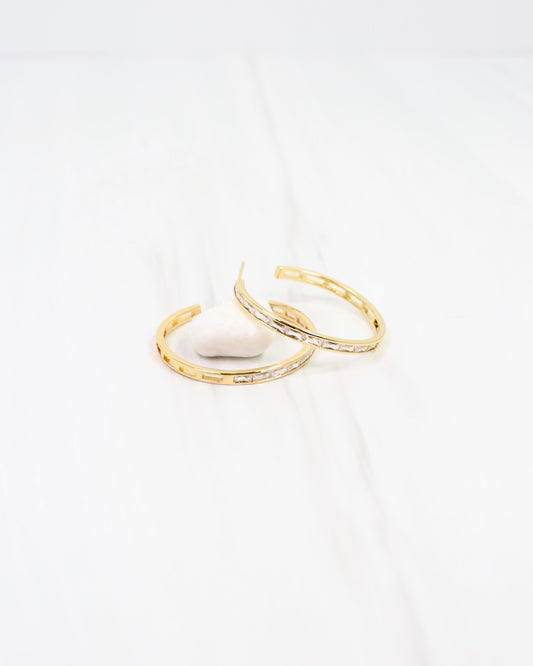 Westfield CZ Lined Hoop Earring Gold