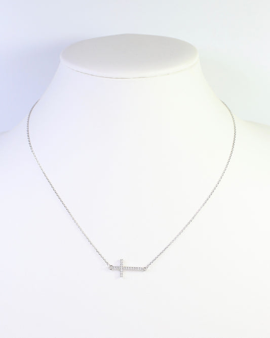 Lakehurst Side Cross Necklace WR Silver