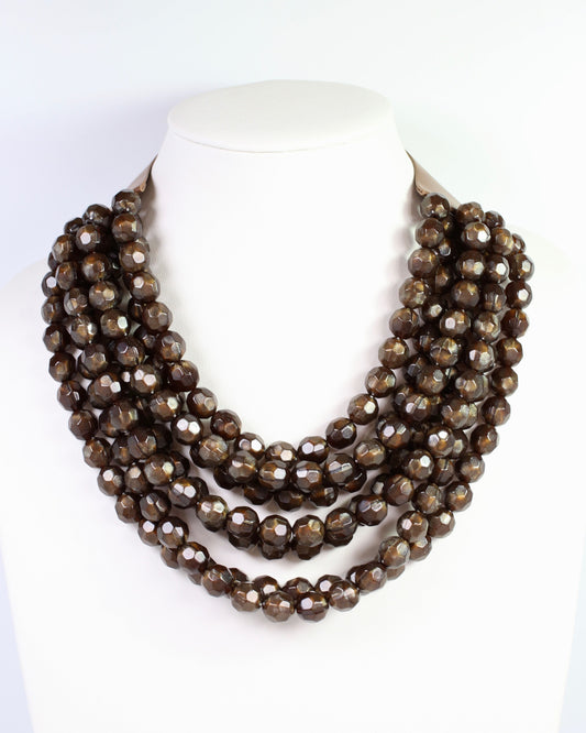 Cadence Multi Layered Beaded Necklace Brown