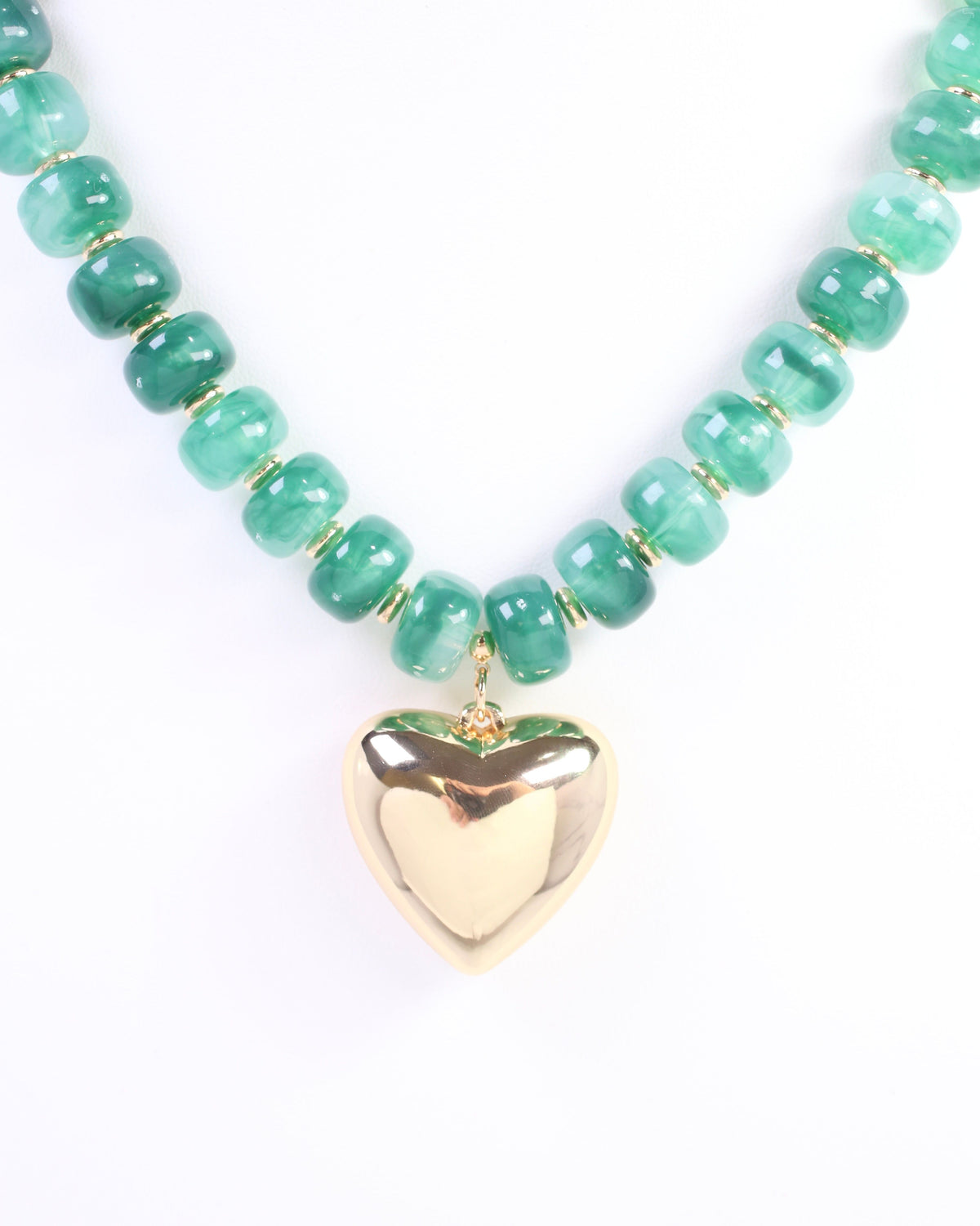Sabina Beaded Heart Necklace Green