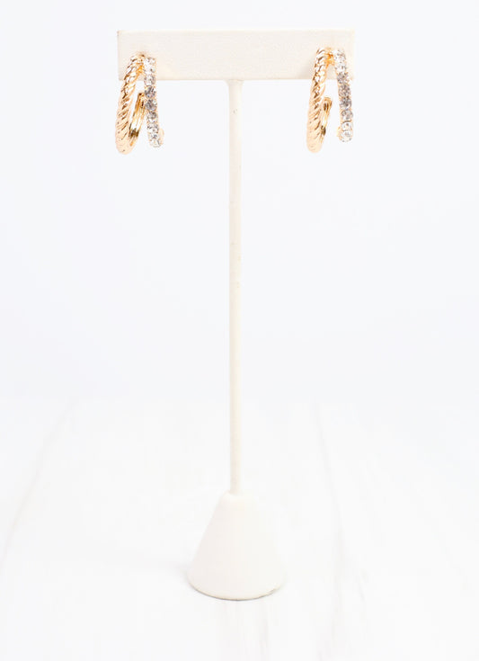 Kissner CZ Double Hoop Earring Gold