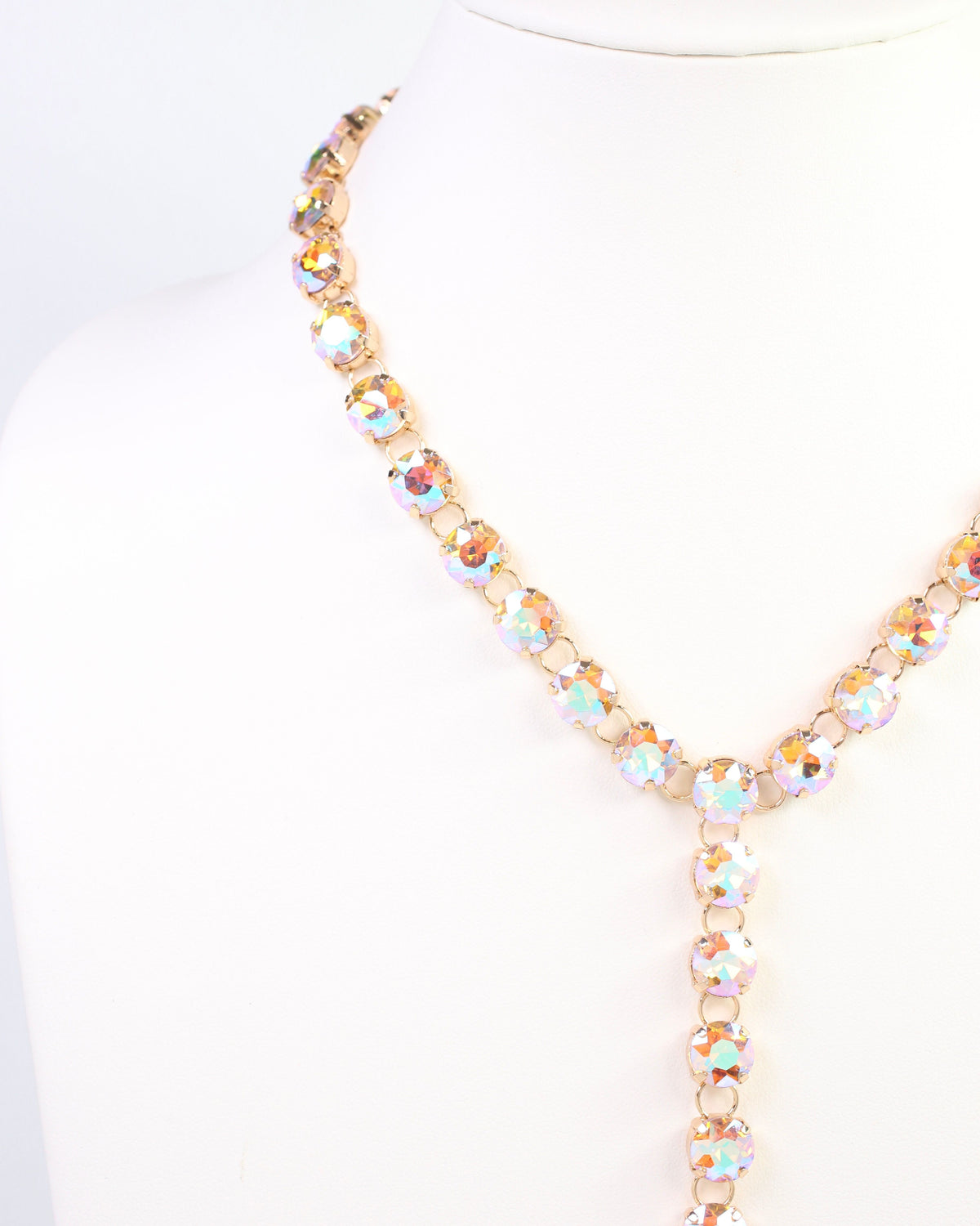 Andrea Rhinestone Y Necklace Pink AB