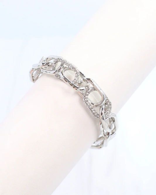 Currie Link Stretch Bracelet Silver