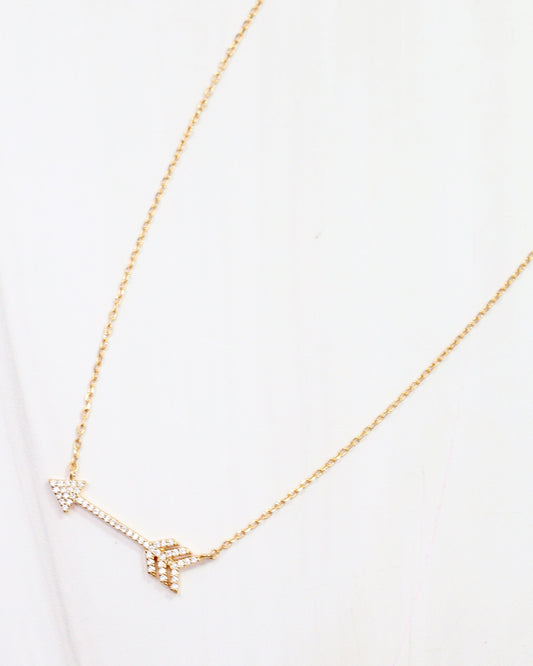 Focus & Keep Aim  Arrow Necklace Gold