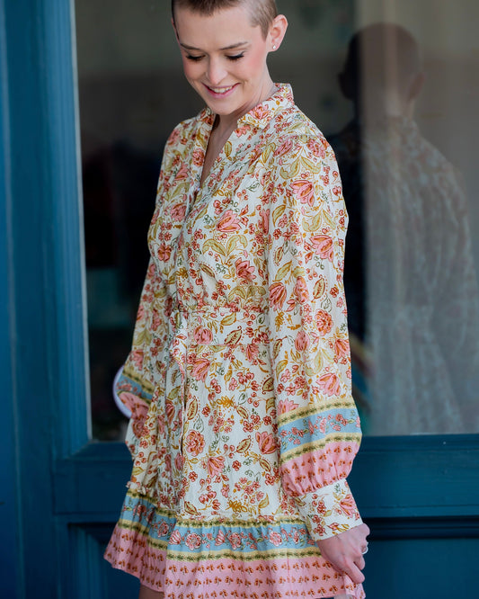 Joliet Printed Self Tie Belt Shirt Dress