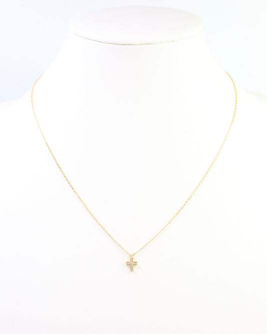 St Augustine CZ Cross Necklace WR Gold