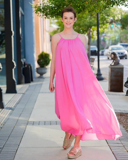 Cayman Textured Gauze Maxi Dress - Pink